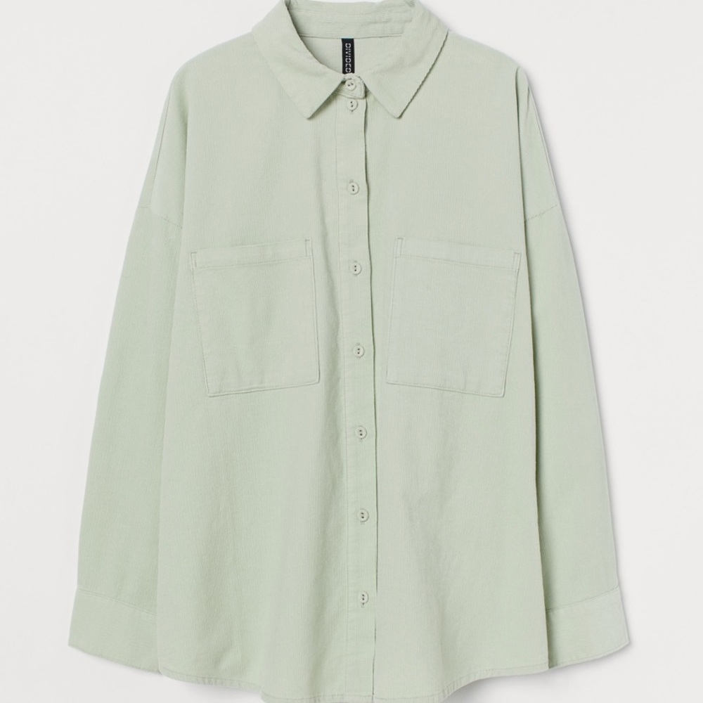 h&m divided oversized corduroy button down shirt